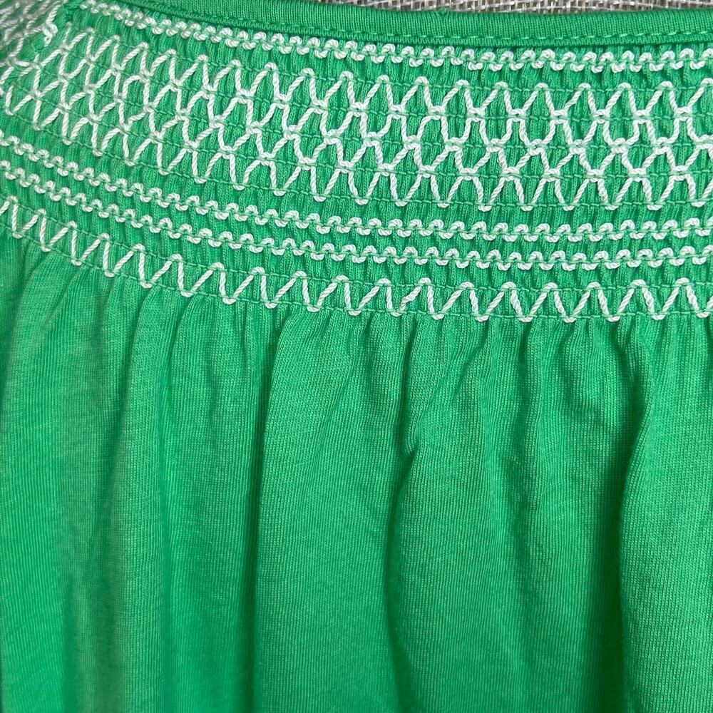 RXB Embroidered Cotton Shirt Flowy Boho Green Medium M 3/4 Quarter Sleeve NWT - Picture 7 of 9